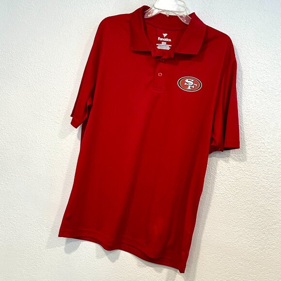 SF 49ers NFL Polo Shirt Fabletics Short Sleeves Football Red Stretch Mens Large - Picture 7 of 7